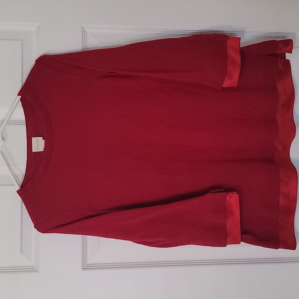Chico's size 2 Satin trim red sweater